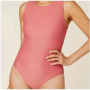 Andie The Corsica Punch Pink One Piece Open Back Swimsuit Flat Size Medium NWT